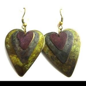 Multicolor Heart Layered Earrings
